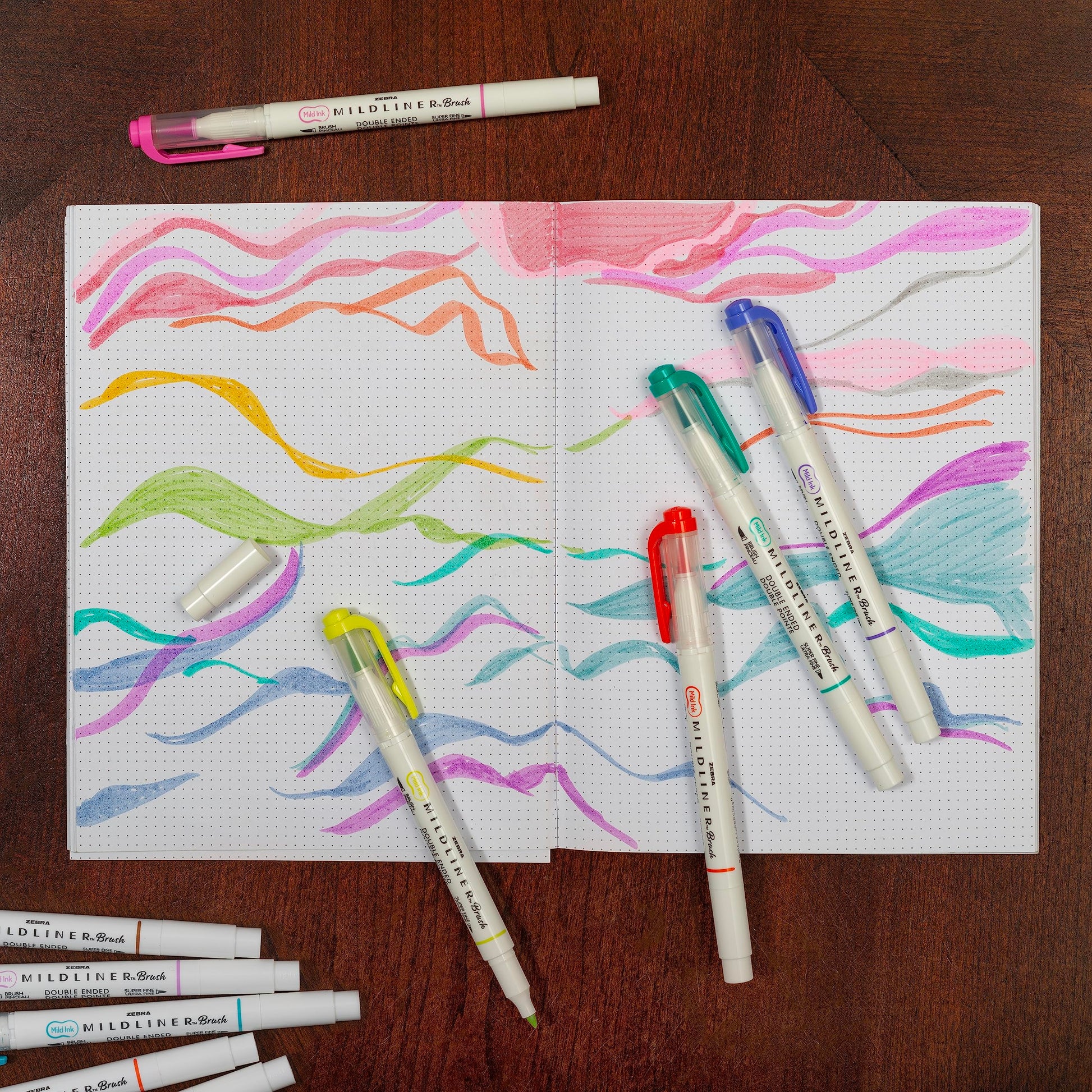 Zebra Pen MILDLINER No Bleed Brush Pen, Assorted Colors, Dual Tip, 25-Pack