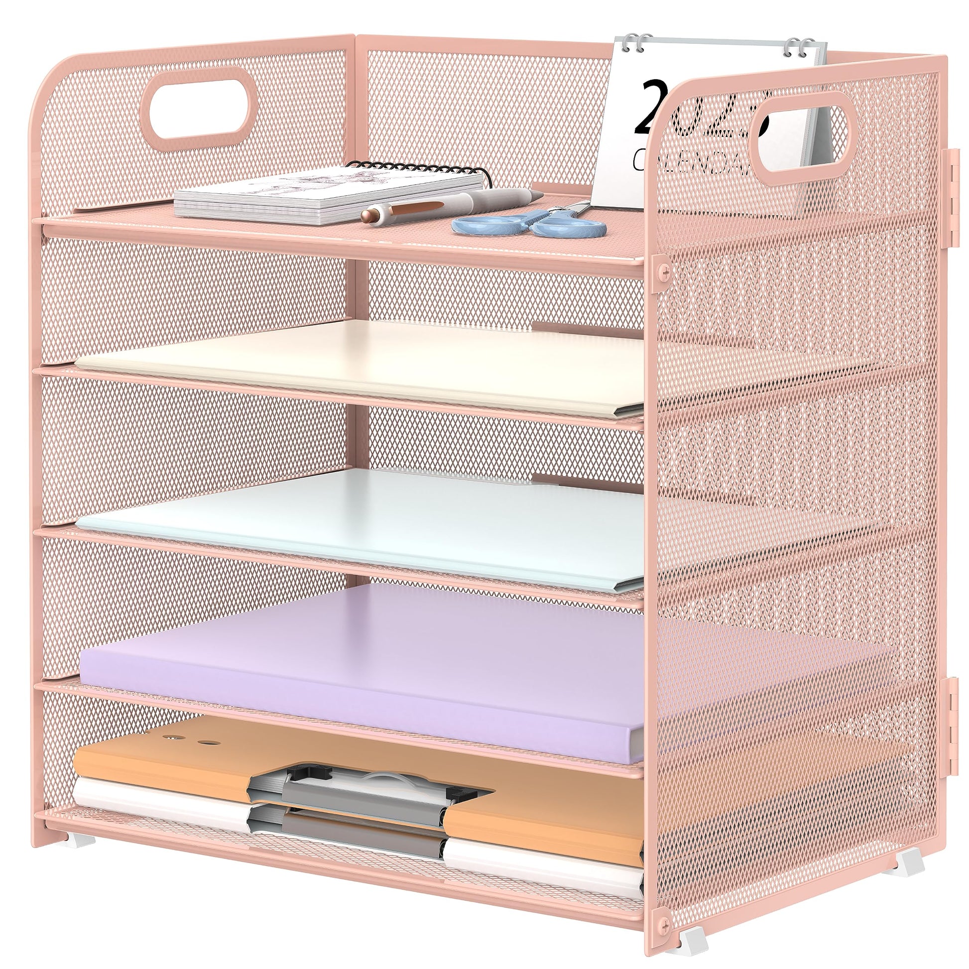 Supeasy 5 Trays Paper Organizer Letter Tray with Handle-Mesh Desk File Holders, Paper Sorter Desk