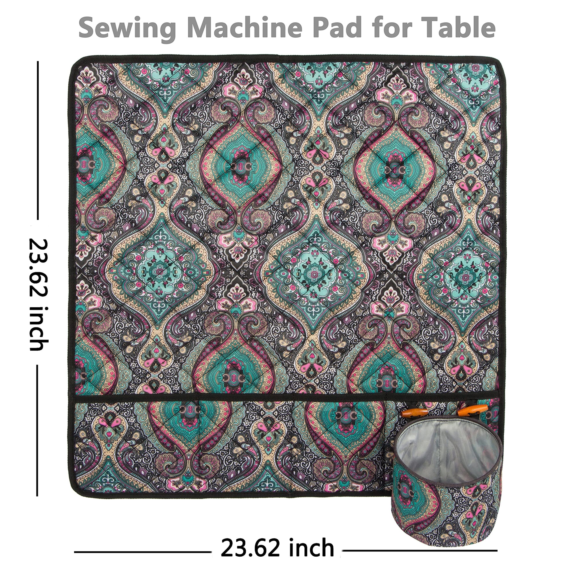 PACMAXI Sewing Machine Pad for Table with Pockets, Water-resistant Mat, Organizer for Sewing