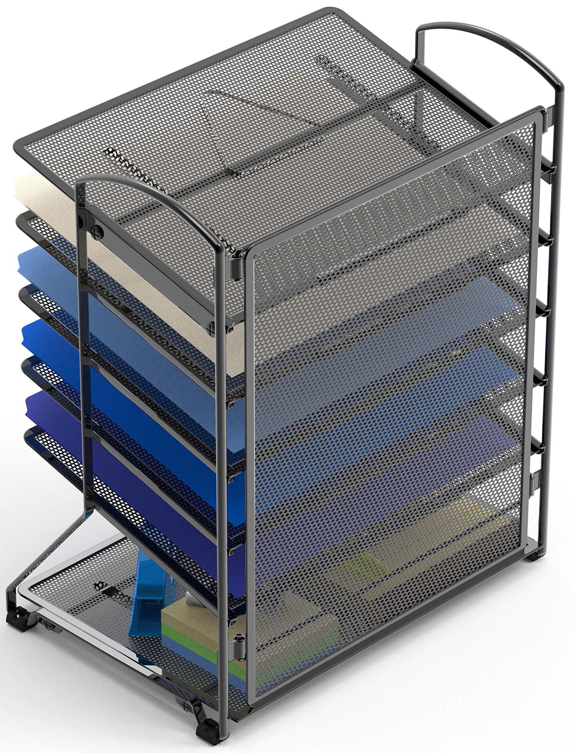 Simple Houseware 2 Packs 6-Tier Desk Organizer & Sliding Paper Tray, Black