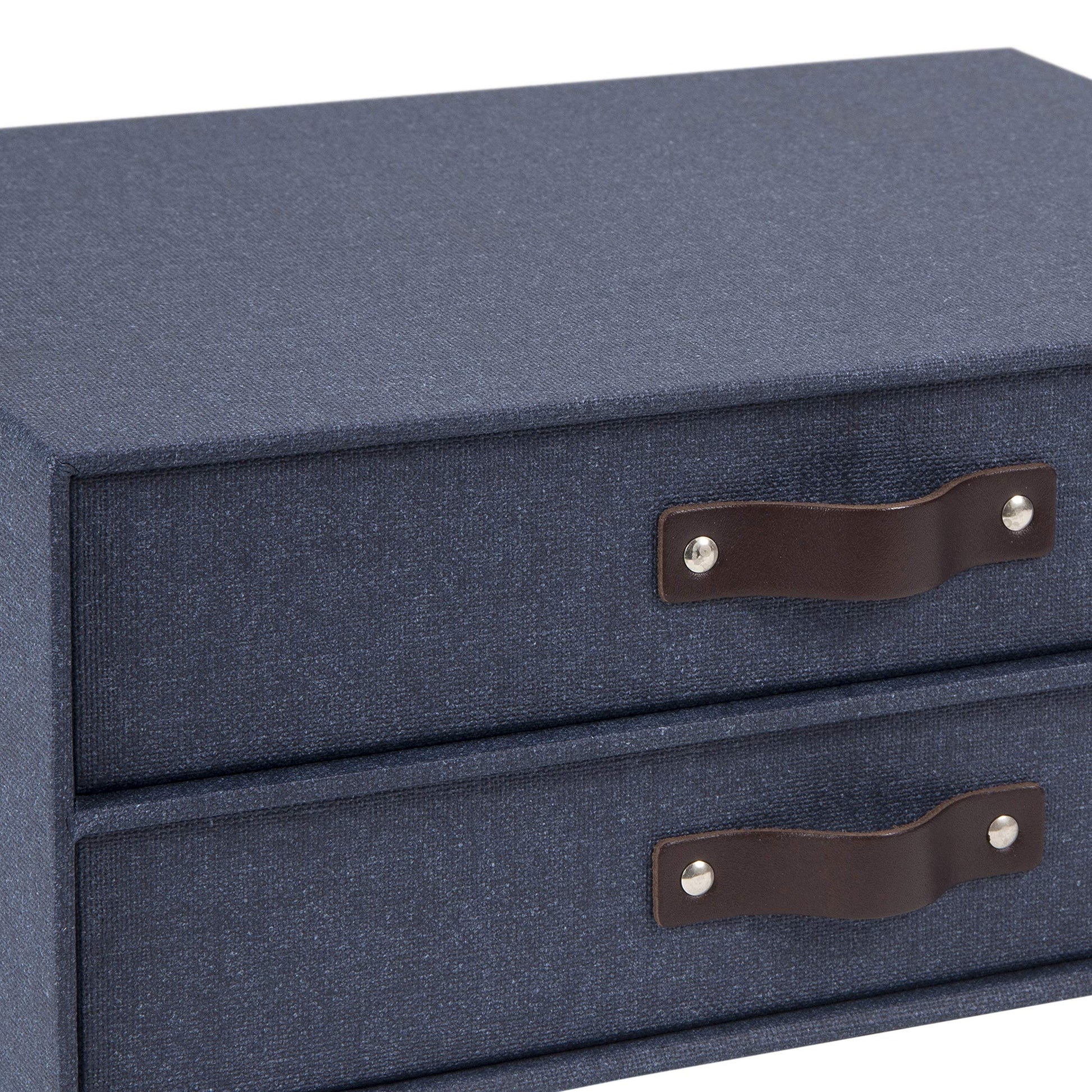 Bigso Birger 2-Drawer Canvas Fiberboard Easy Pull Handle Document Letter Box | Desktop Drawers for