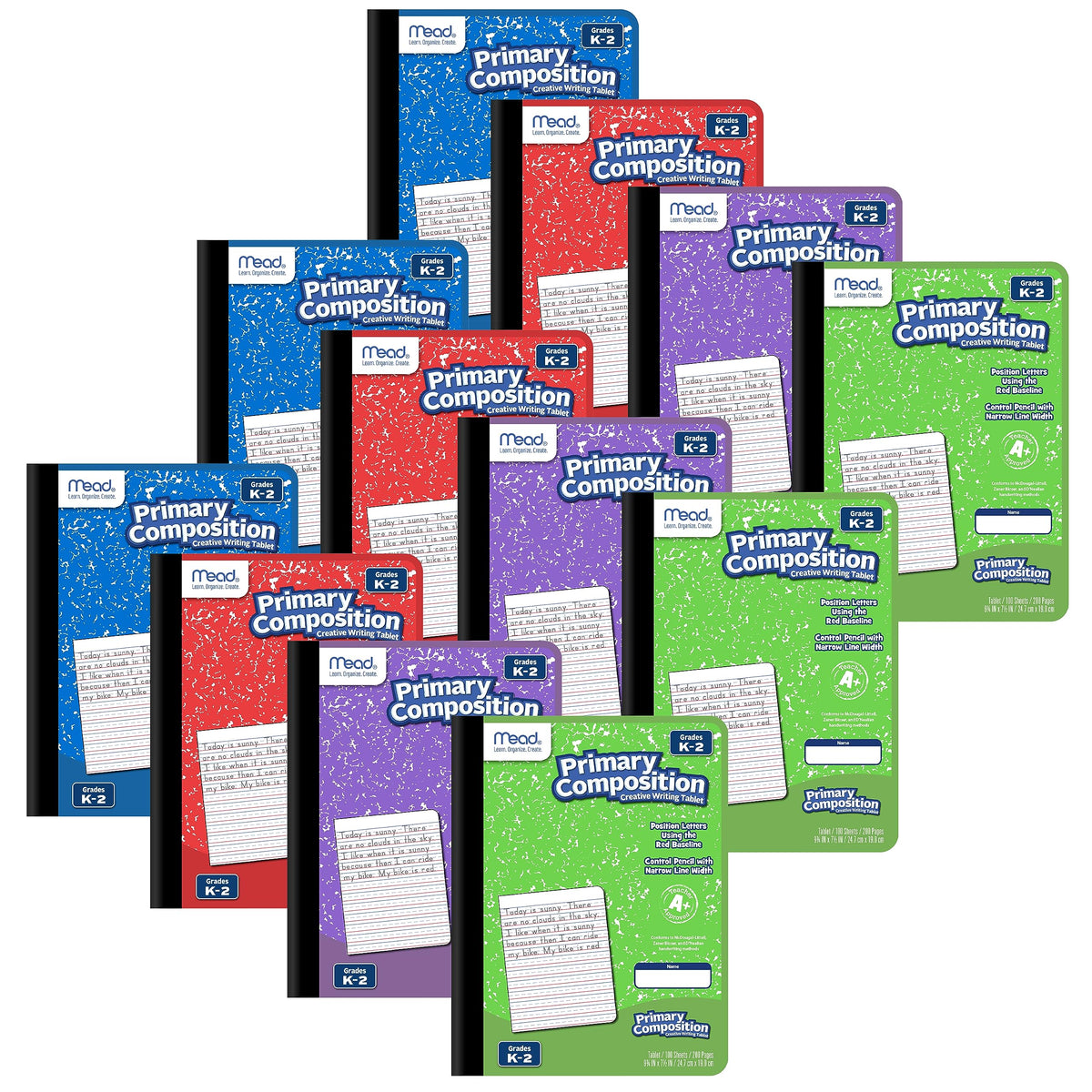 Mead Primary Composition Book, Primary Ruled Journal, Grades K-2, 7-1/2" x 9-3/4", 100 Sheets per